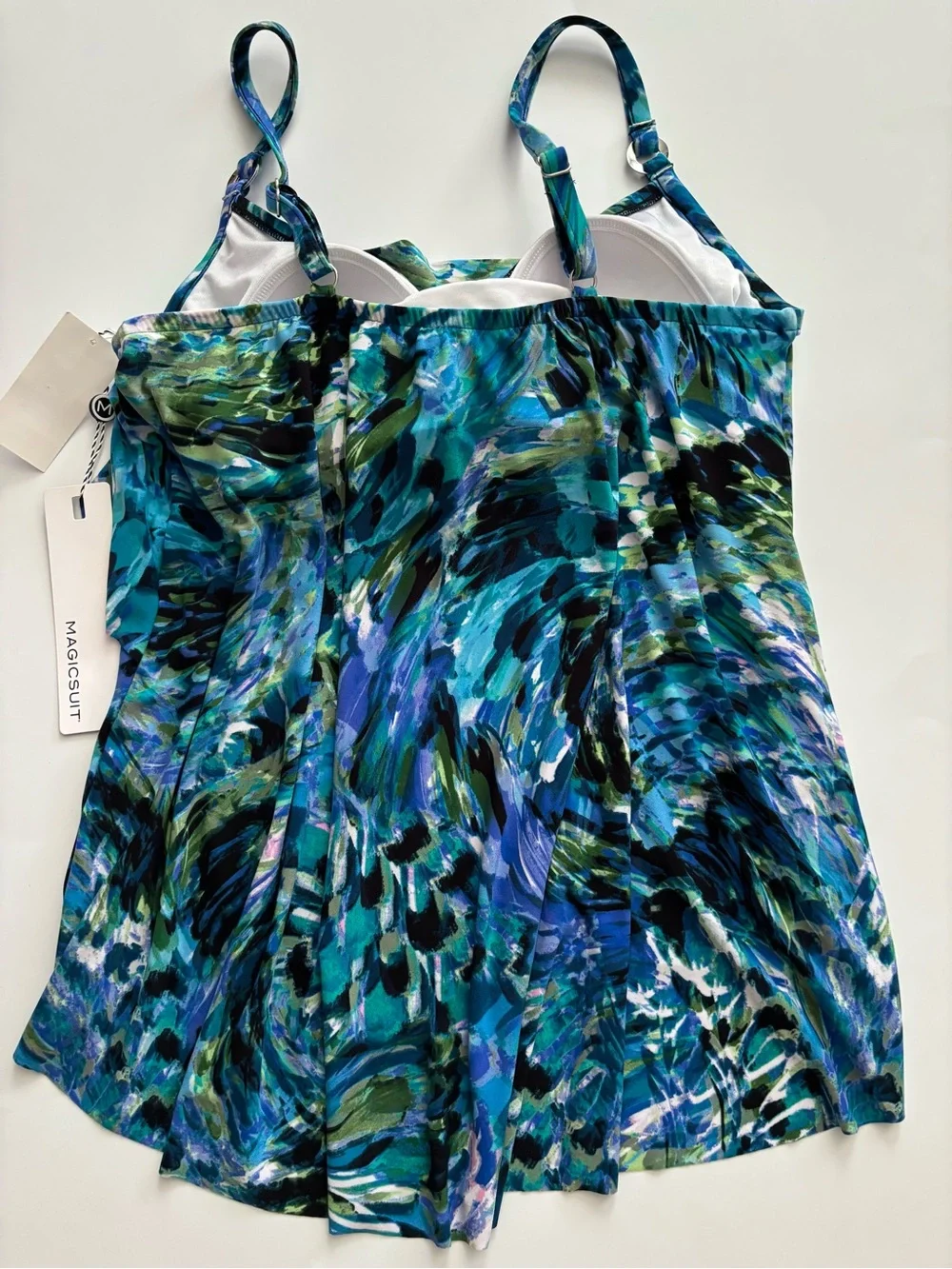 Magicsuit Swim Grace Tankini Top Wireless Blue Multi Chanticleer NWT